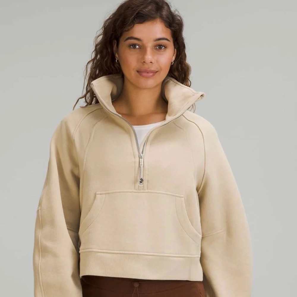 Lululemon Scuba Oversized Half-Zip Hoodie tan
